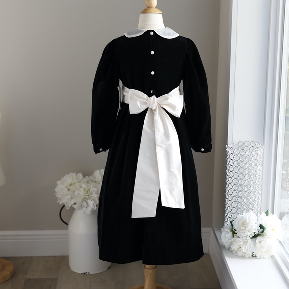 RARE Strasburg Dress Black Velvet Ivory Silk Sash Special Occasion Wedding NWT - Picture 2 of 7